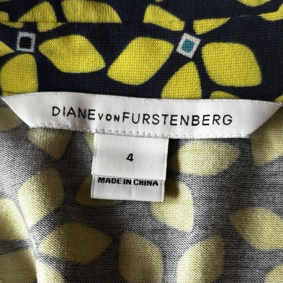 Diane Von Furstenberg Blue Yellow Floral Romper Women's Size 4 US Cotton Silk - Picture 5 of 12